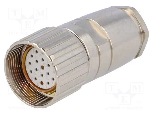 Conector: M23, Ficha, Pin: 19(3+16), Fêmea, Solda, com Cabo, Simples
