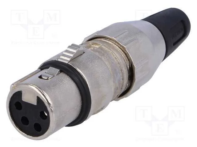 Ficha, Xlr, Fêmea, Pin: 4, Simples, com Cabo, Solda, Prateado, 50v