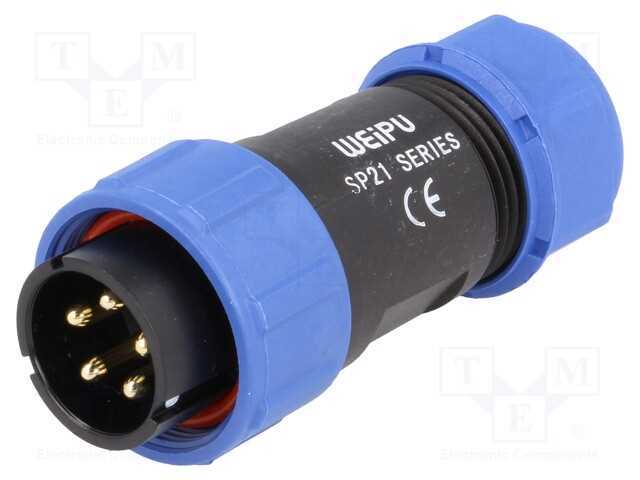 Ficha, SP21, macho, PIN: 5, IP68, 7÷12mm, 30A, so.