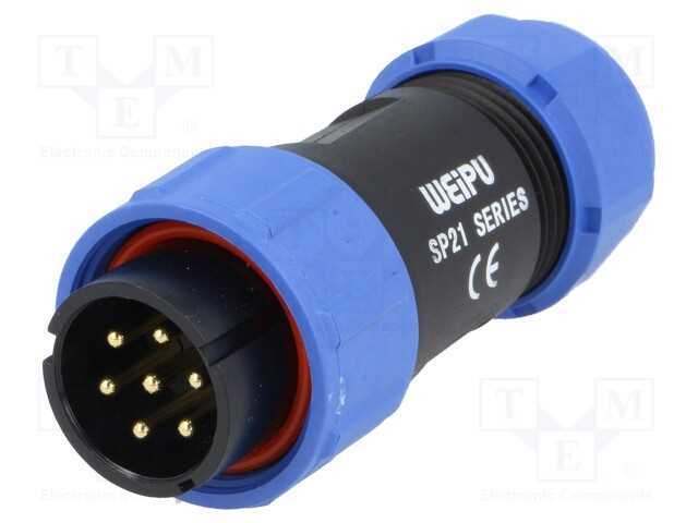 Ficha, SP21, macho, PIN: 7, IP68, 7÷12mm, 15A, so.