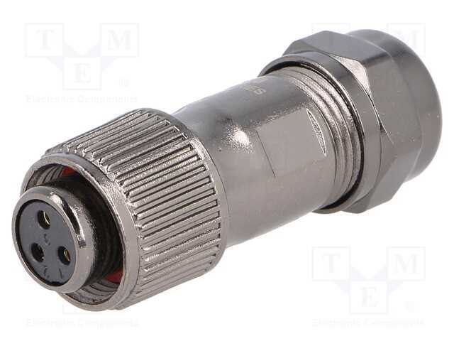 Ficha, ST12, fêmea, PIN: 3, IP67, 5÷8mm, 13A, sol.
