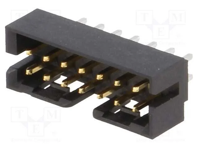 Tomada, Fio-Placa, Macho, Milli-Grid, 2mm, Pin: 14, Tht, Dourado