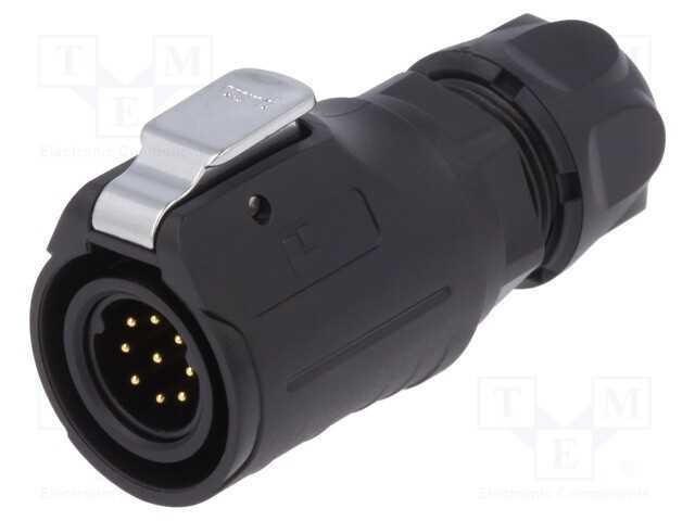 Conector: Redondos, Ficha, Tamanho 16, 02, Macho, Pin: 9, com Trinco