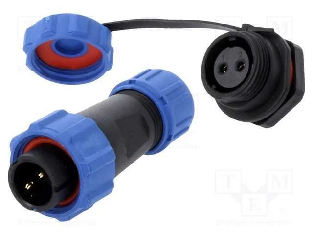 Conector: Redondos, Macho + F&ecirc;mea, Pin: 2, 5a, Ip67, 500v, Solda