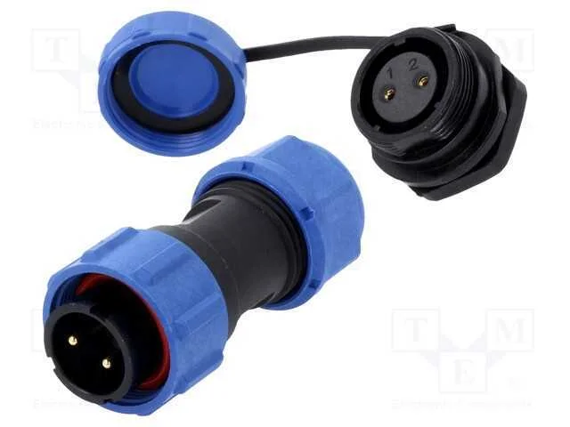 Conector: Redondos, Macho + Fêmea, Pin: 2, 3a, Ip67, 500v, Solda