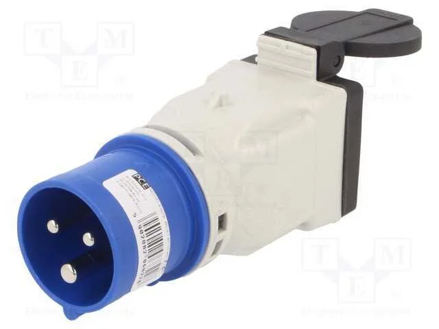 Conector: de alimentação, passo, macho/fêmea, 16A.
