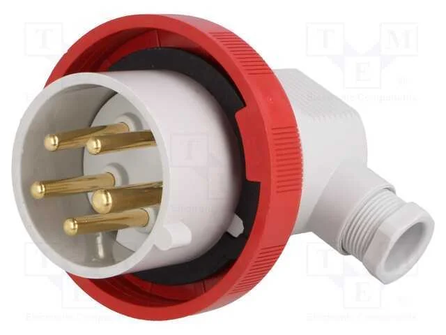 Conector: de alimentação AC 3 fases, ficha, macho.