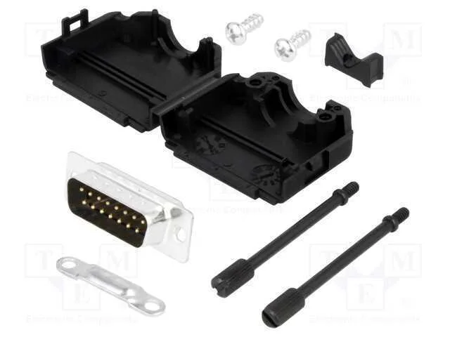 D-Sub, Pin: 15, Ficha, Macho, Simples, Solda, com Cabo