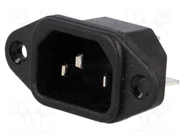 Conector: de alimentação, tomada, macho, 10A, 250.