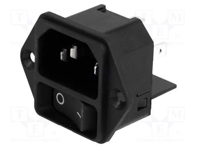 Conector: de alimentação, tomada, macho, 12A, 250.