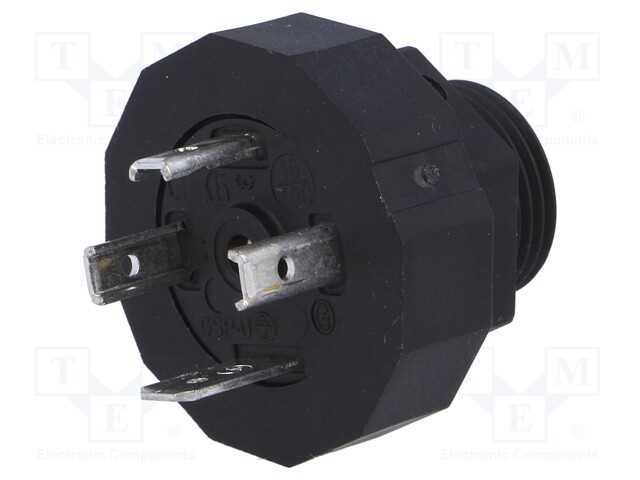 Conector: de Válvulas, Tomada, Formato A, 18mm, Macho, Pin: 4, 16a