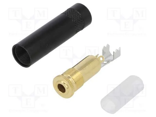 Ficha, Jack 3,5mm, Fêmea, Stereo, Faixas: 3, Simples, com Cabo, 4mm