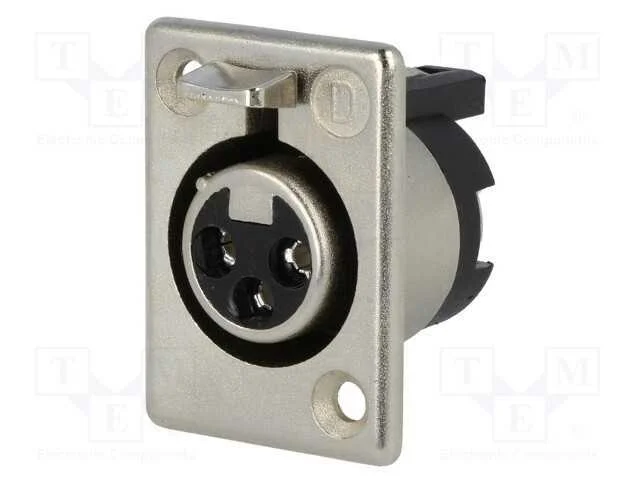 Tomada, Xlr, Fêmea, Pin: 3, Simples, Solda, Prateado, 50v, 15a, 14awg