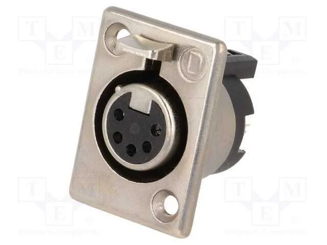 Tomada, Xlr, Fêmea, Pin: 5, Simples, Solda, Prateado, 50v, 7,5a, 18awg