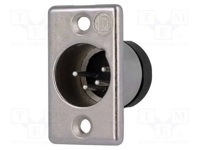 Tomada, Xlr, Macho, Pin: 4, Simples, Solda, Contatos: Latão, Prateado