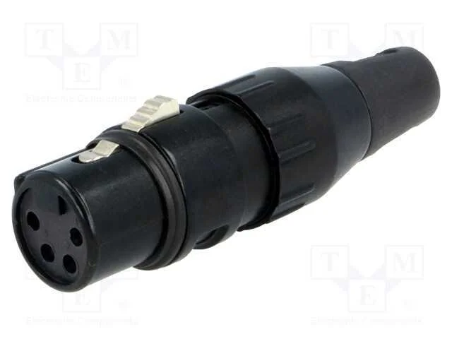 Ficha, XLR, fêmea, PIN: 4, simples, com cabo, sol.