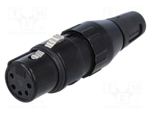 Ficha, XLR, fêmea, PIN: 5, simples, com cabo, sol.