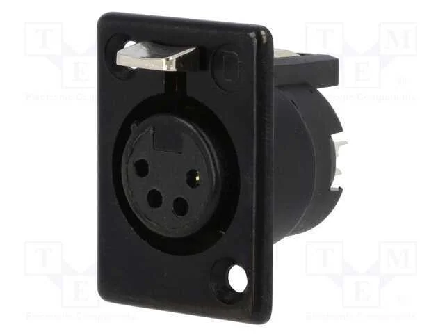 Tomada, Xlr, Fêmea, Pin: 4, Simples, Solda, Prateado, 50v, 10a, 16awg