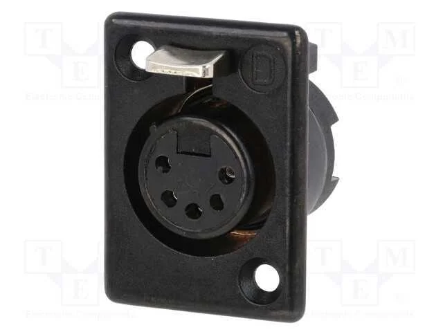 Tomada, Xlr, Fêmea, Pin: 5, Simples, Solda, Prateado, 50v, 7,5a, 18awg