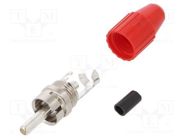 Ficha, Rca, Macho, Simples, Solda, Vermelha, Latão, Mat.Carc: Acetal