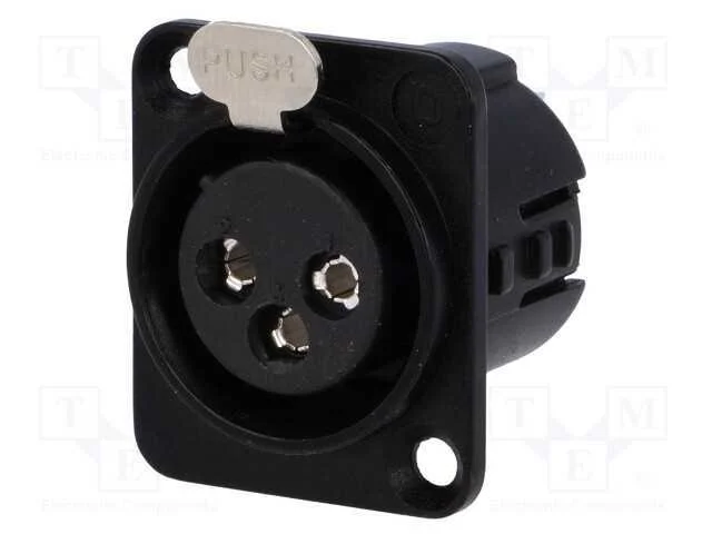 Tomada, Xlr, Fêmea, Pin: 3, Simples, Solda, Prateado, 50v, 15a, 14awg