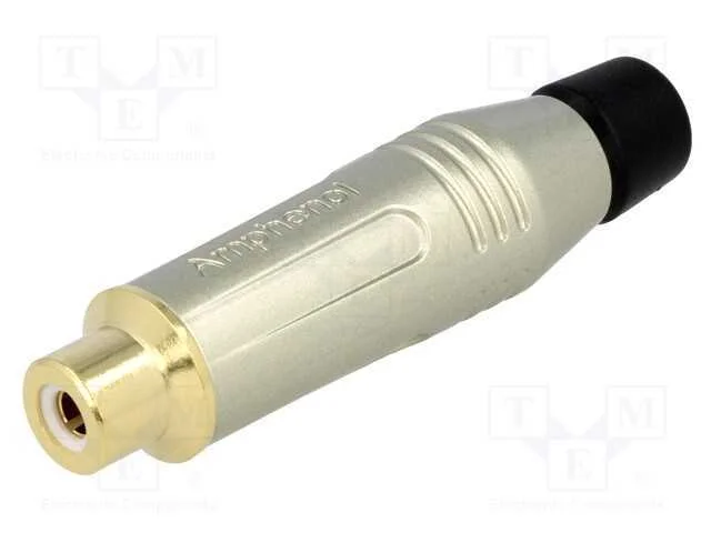 Ficha, Rca, Fêmea, Simples, Solda, Cinzenta, Dourado, com Cabo