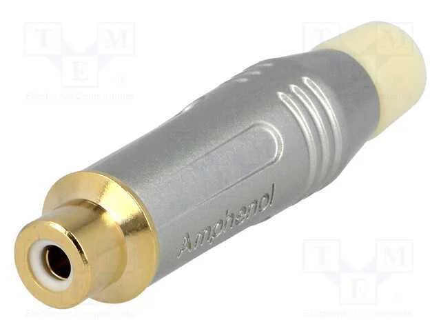 Ficha, Rca, Fêmea, Simples, Solda, Cinzenta, Dourado, com Cabo