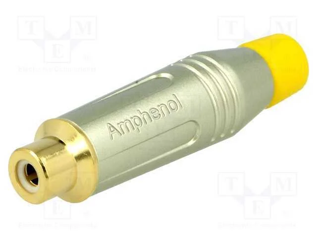 Ficha, Rca, Fêmea, Simples, Solda, Cinzenta, Dourado, com Cabo