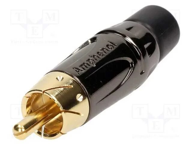 Ficha, Rca, Macho, Curtos, Simples, Solda, Preta, Dourado, com Cabo