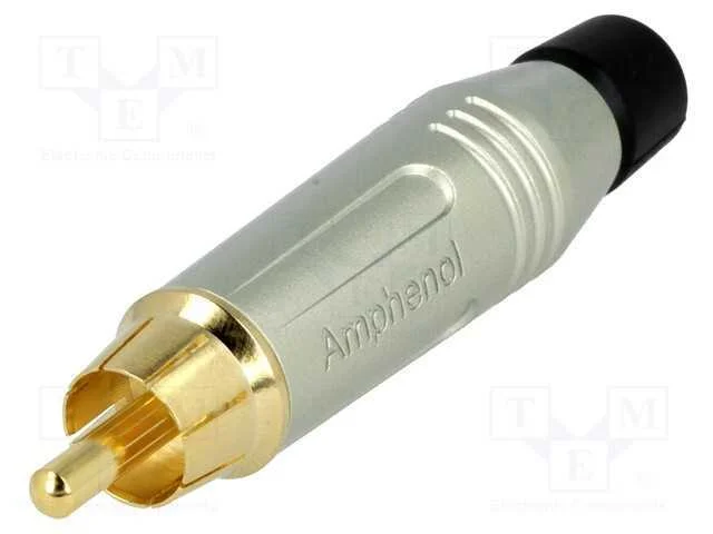 Ficha, Rca, Macho, Simples, Solda, Cinzenta, Dourado, com Cabo