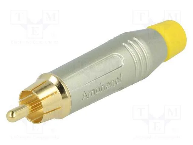 Ficha, Rca, Macho, Simples, Solda, Cinzenta, Dourado, com Cabo
