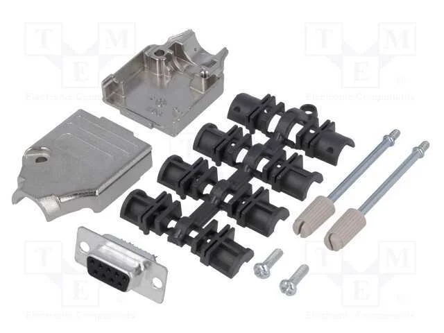D-Sub, Pin: 9, Ficha, Fêmea, Simples, Solda, com Cabo