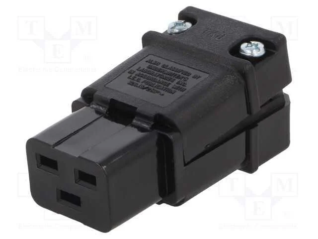 Conector: de Alimentação, Ficha, Fêmea, 20a, 250vac, C19 (J), Preta
