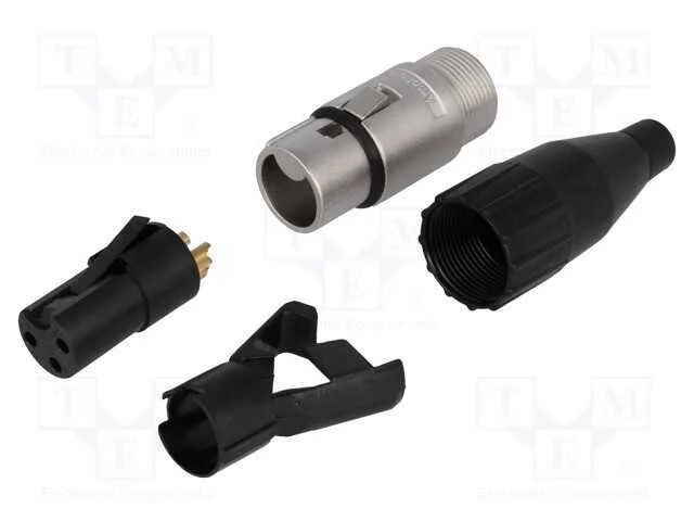 Ficha, XLR, fêmea, PIN: 3, simples, com cabo, sol.
