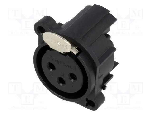 Tomada, XLR, f&ecirc;mea, PIN: 3, angulares 90, com o b.