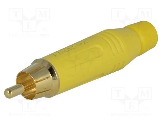 Ficha, Rca, Macho, Simples, Solda, Amarelo, Dourado, com Cabo, 3÷7mm