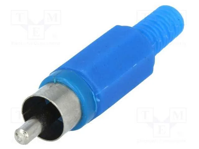 Ficha, Rca, Macho, com o Anel Protetor, Simples, Solda, Azul