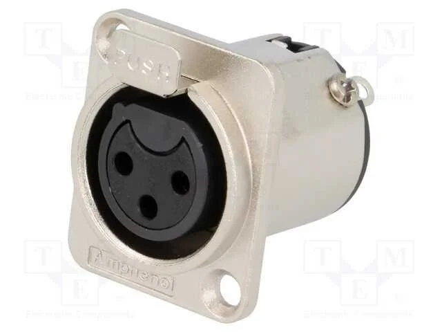 Tomada, Xlr, Fêmea, Pin: 3, Simples, com o Botão, Solda, Dourado