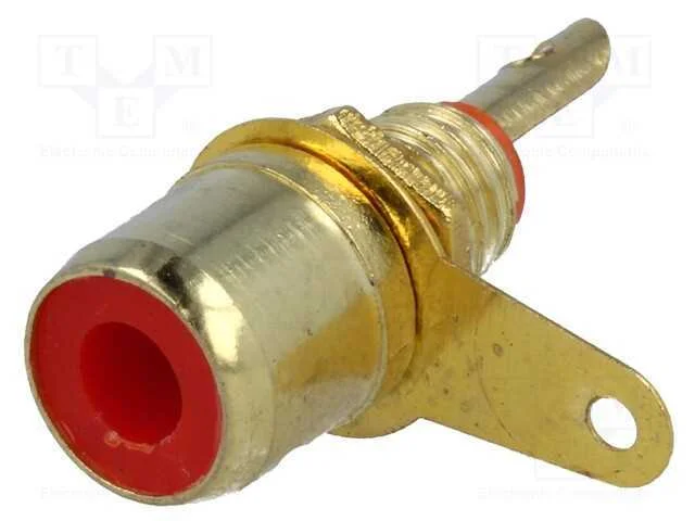 Tomada, Rca, Fêmea, Dourado, para Painel, Designador: Vermelho, 6mm