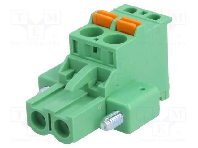 Bloco Terminal Separável, 5mm, Faixas: 2, Angulares 90, Ficha