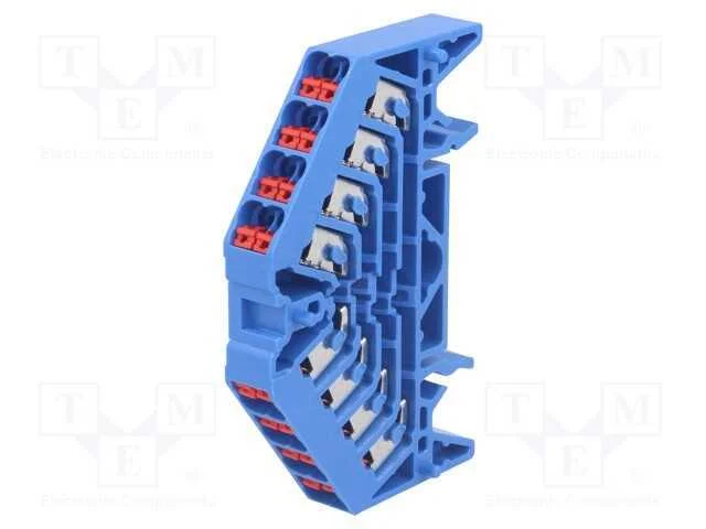 Conector: de Carril, 1,5mm2, Faixas: 4, Braçadeiras: 16, Azul, 10a
