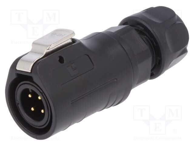 Conector: Redondos, Ficha, Tamanho 12, 02, Macho, Pin: 4, com Trinco