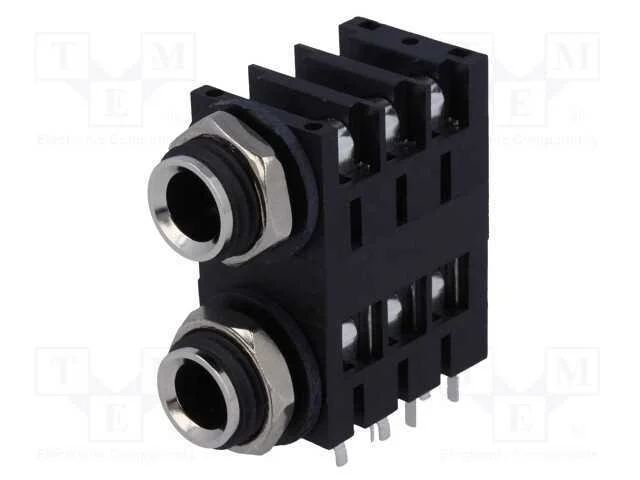 Tomada, Jack 6,3mm, Fêmea, Duplas,Stereo,Com Interruptor Triple