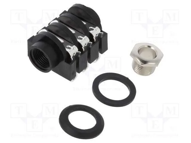 Tomada, Jack 6,3mm, F&ecirc;mea, Stereo,Com Interruptor Triple, Solda