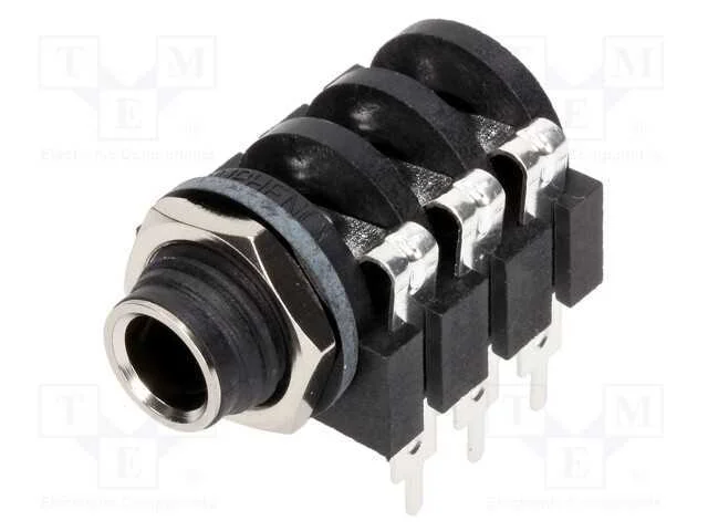 Tomada, Jack 6,3mm, Fêmea, Stereo,Com Interruptor Duplo, Solda