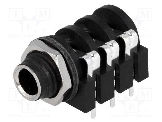 Tomada, Jack 6,3mm, Fêmea, Stereo,Com Interruptor Duplo, Tht