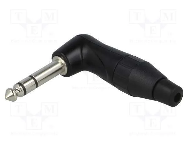 Ficha, Jack 6,3mm, Macho, Stereo, Faixas: 3, Angulares 90, Solda