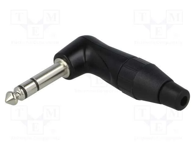 Ficha, Jack 6,3mm, Macho, Stereo, Faixas: 3, Angulares 90, Solda