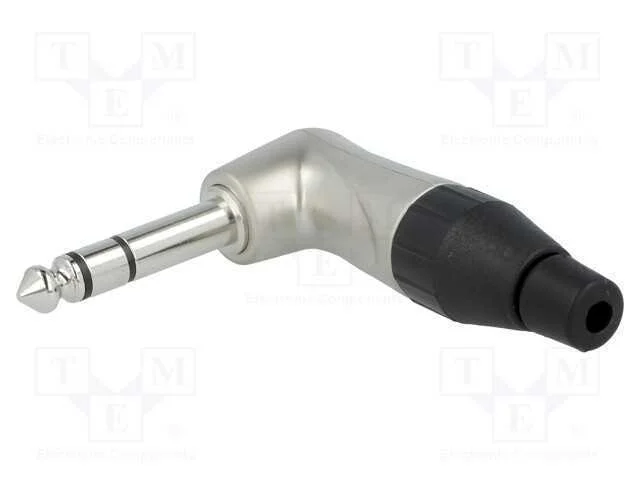 Ficha, Jack 6,3mm, Macho, Stereo, Faixas: 3, Angulares 90, Solda