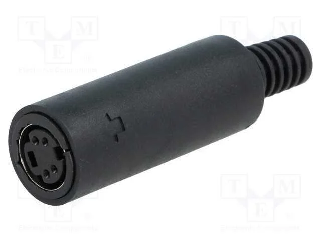 Ficha, Din Mini, Fêmea, Pin: 4, com o Anel Protetor, Solda, Simples